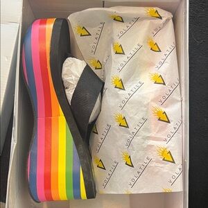 Volatile Multicolor Stripe Platform Sandals